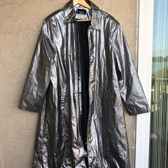 dennis basso Jackets & Blazers - 90s cyber metallic trench coat by Dennis Basso